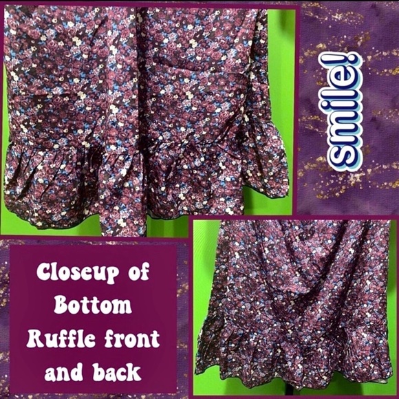 NWOT XL COTTAGECORE FALL DRESS FLORAL BACK CUTOUT & RUFFLE HEM - Picture 8 of 13